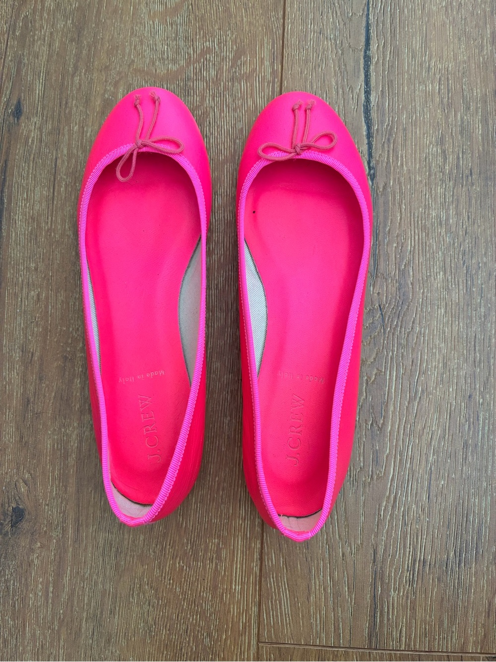 J. Crew Neon Pink Bow Ballet Flats